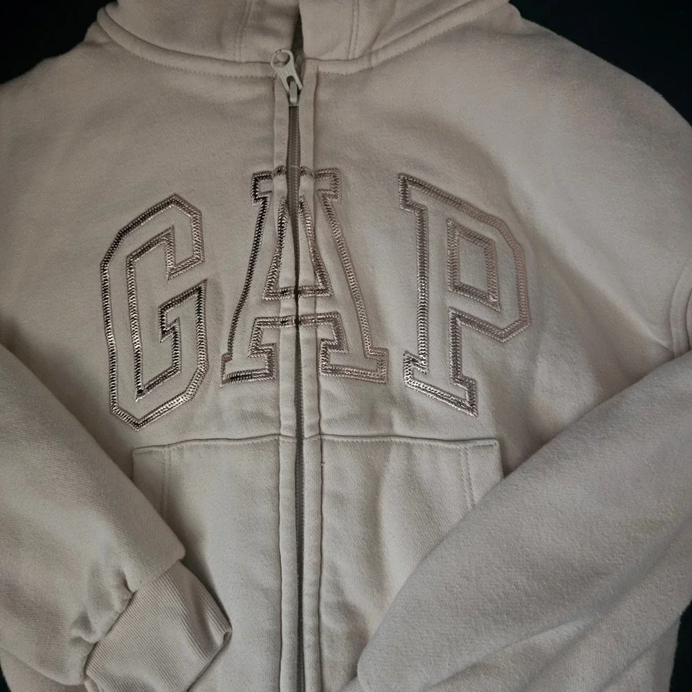 Gap Kids Girls Cream Sherpa Lined Zip Up Hoodie Rose Gold Logo Size M 8 130cm